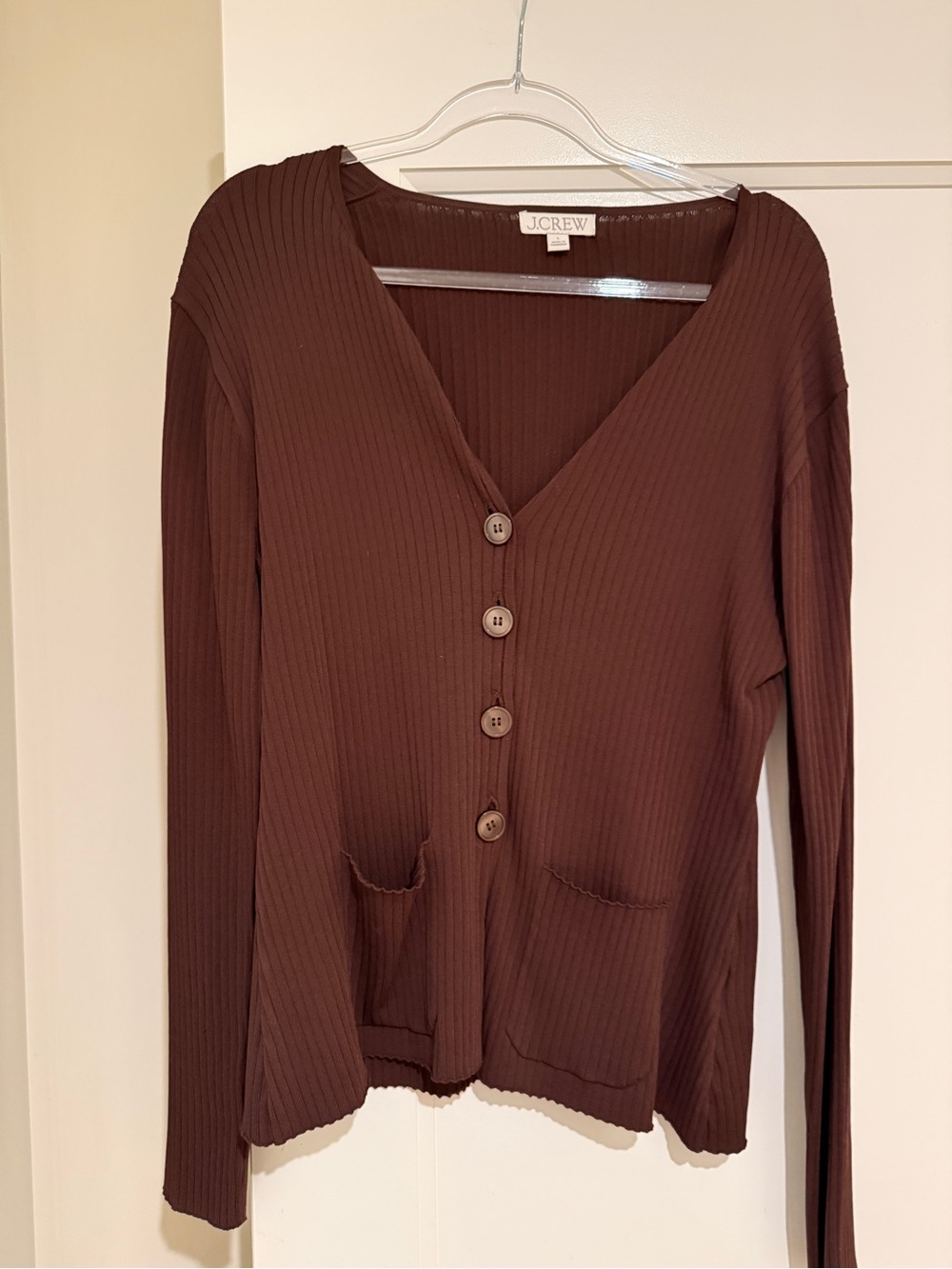 J. Crew Brown Ribbed Button Cardigan